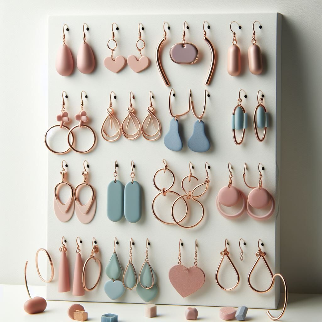 Différents modèles de boucles d'oreilles pendantes en or et en diverses couleurs.