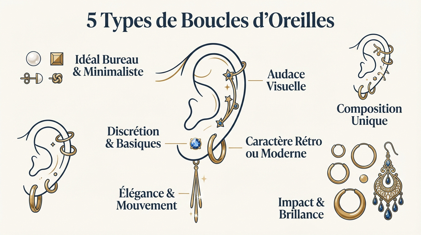 Sélection de boucles d'oreilles artisanales françaises de différents styles