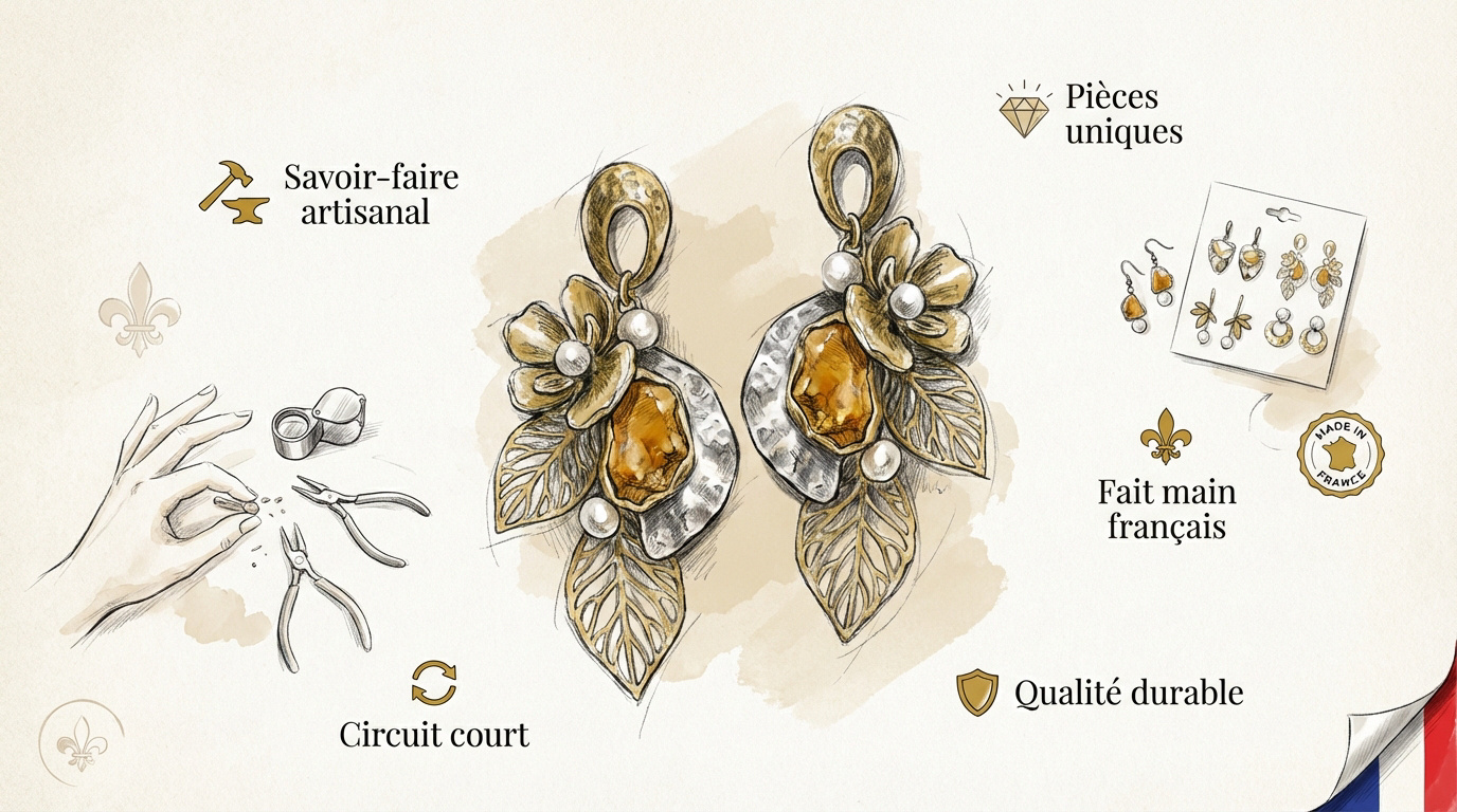 Boucles d'oreilles artisanales françaises pour l'été