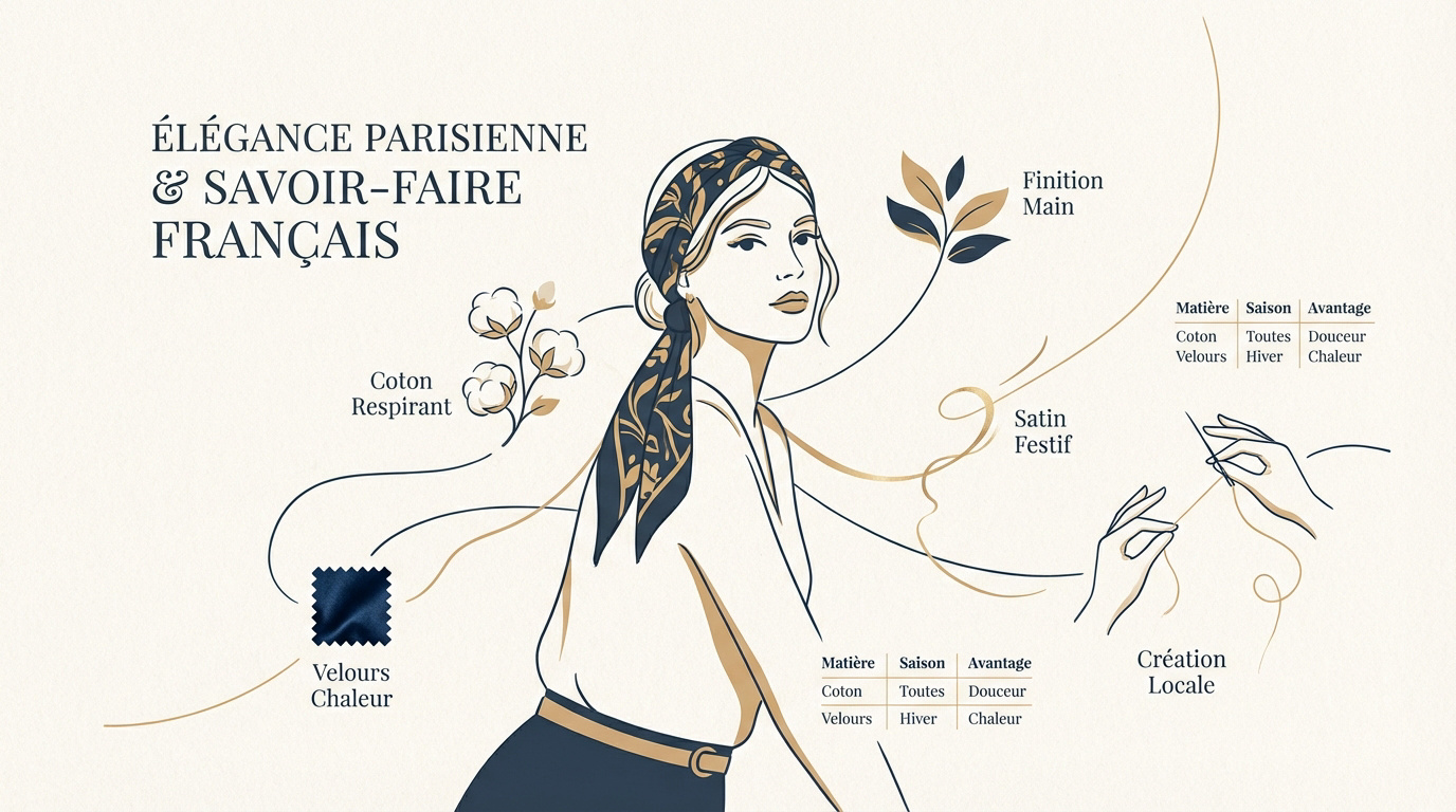 Bandeau artisanal français élégant pour femme aux cheveux courts