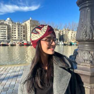 Bandeau rouge et beige en wax