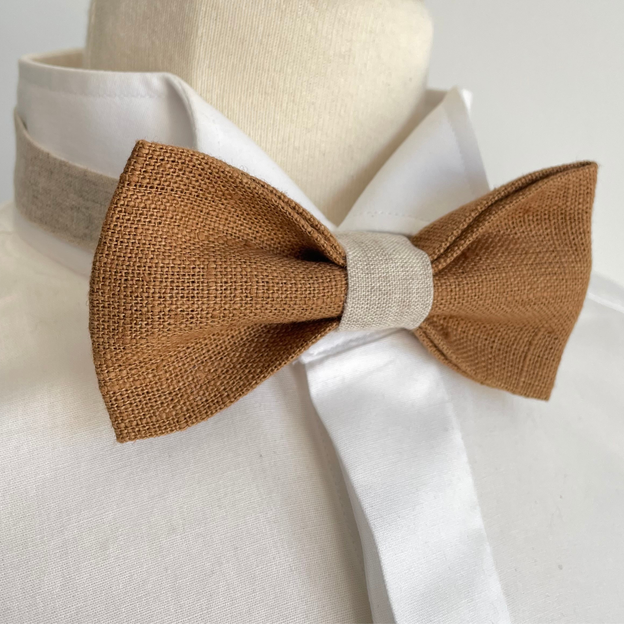 Noeud papillon en lin beige effet jute - Le naturel – Image 2