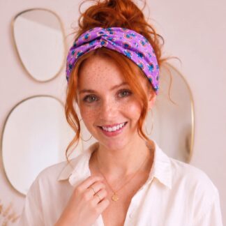 Bandeau Boème Mauve et Turquoise Fabriqué à Paris