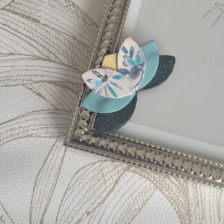 Broche lotus vert et turquoise